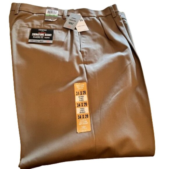 Dockers Dark Khaki Men's Classic Fit Pleated Pants - 34 x 29 - Picture 1 of 4